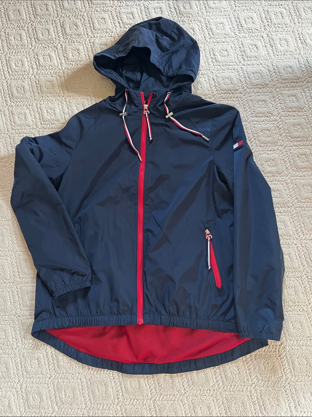 Tommy Hilfiger Navy Hooded Jacket with Red Accents